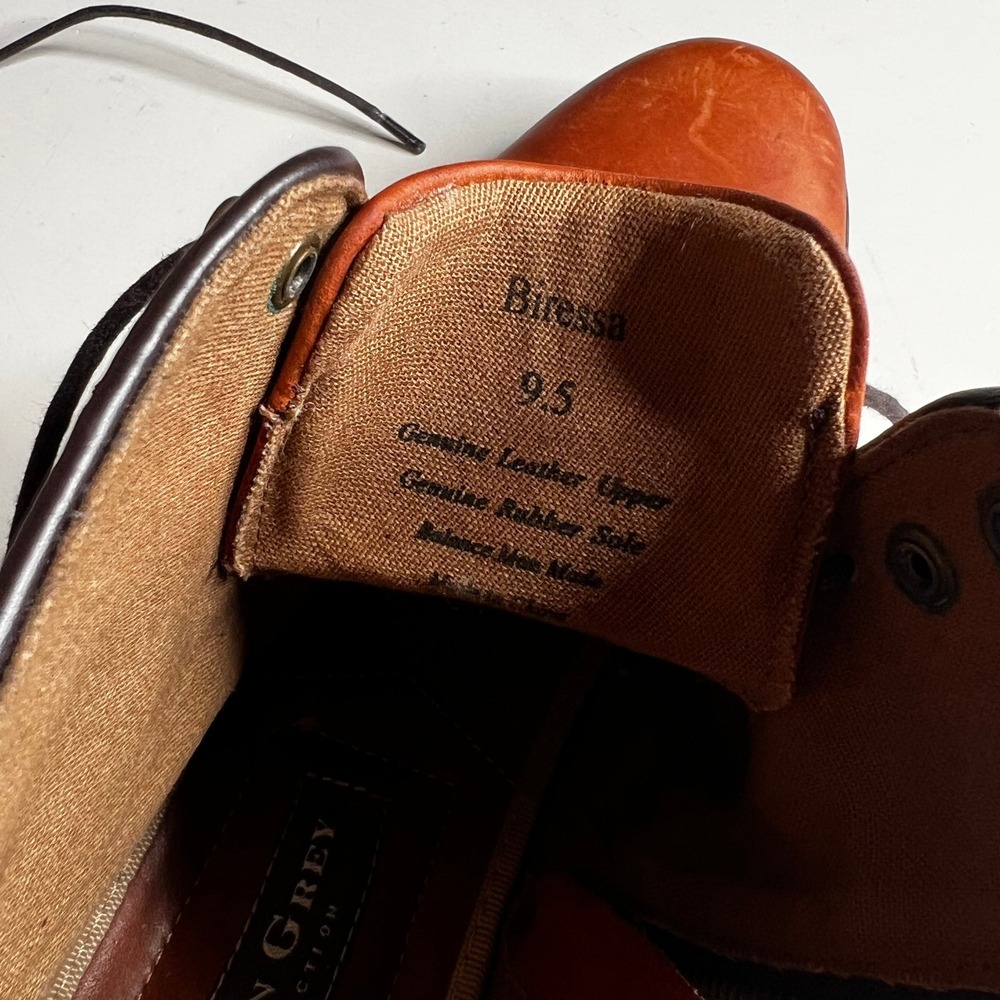 Aston Grey Biressa Mens Tan Brown Leather Cap Toe Side Zip Ankle Boots 9.5 - Picture 2 of 9